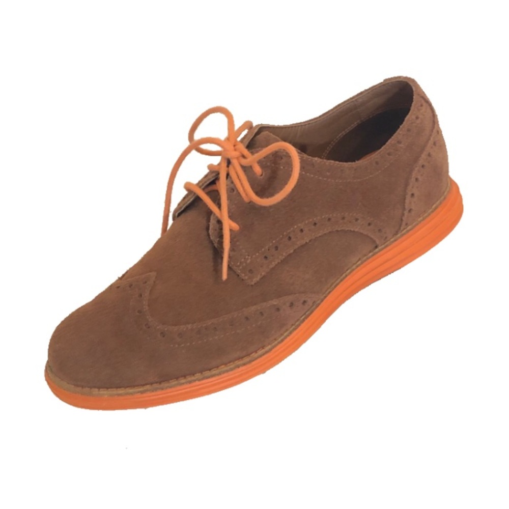 COLE HAAN 💯% Genuine Suede & Leather modern design Oxfords LACE UP FLATS